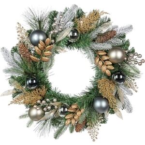 Festive Green and Gold Holiday Wreath